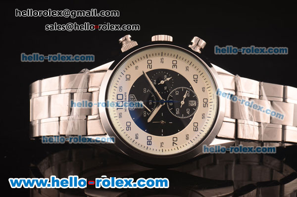 Tag Heuer Mikrograph Chronograph Quartz Full Steel with Black/White Dial - Click Image to Close